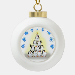 Christmas Ceramic Ball Ornament, Penguin Ornament