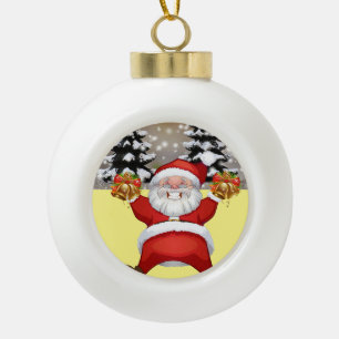 Christmas Ceramic Ball Ornament, Santa Vintage Ornament