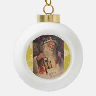 Christmas Ceramic Ball Ornament, Santa Vintage Ornament
