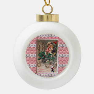 Christmas Ceramic Ball Ornament, Vintage Ceramic Ball Christmas Ornament