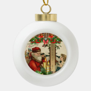 Christmas Ceramic Ball Ornament, Vintage Ceramic Ball Christmas Ornament
