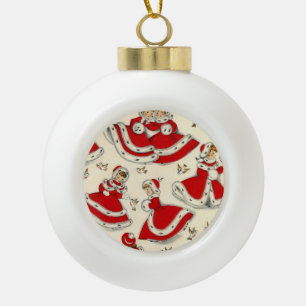 Christmas Ceramic Ball Ornament, Vintage Ceramic Ball Christmas Ornament