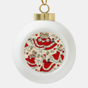 Christmas Ceramic Ball Ornament, Vintage Ornament