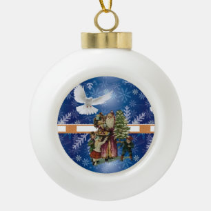 Christmas Ceramic Ball Ornament, Vintage Ornament