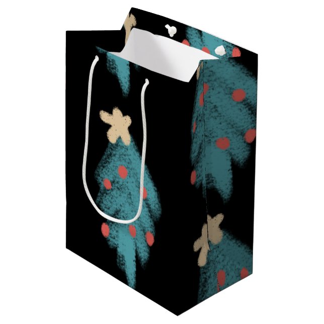 Christmas Chalk Doodles Trees Medium Gift Bag