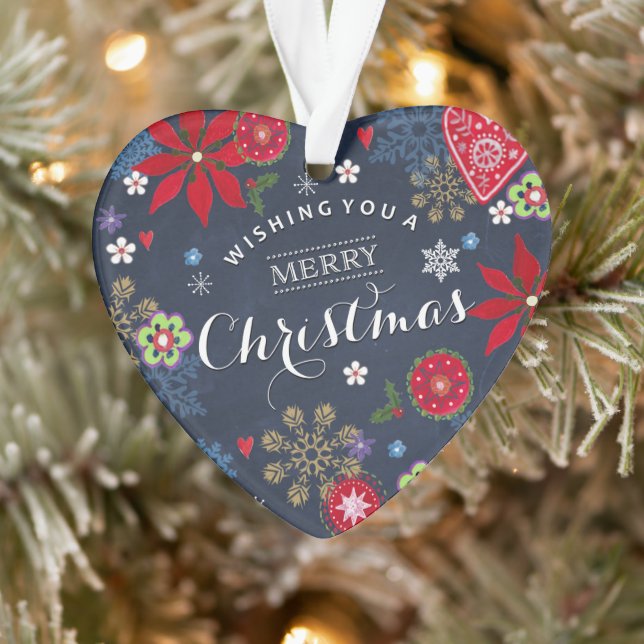 Christmas Chalkboard Custom Photo | Heart Ornament (Tree)
