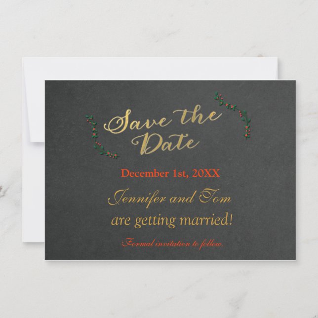 Christmas Chalkboard Holly Invitation Enregistrer  (Devant)