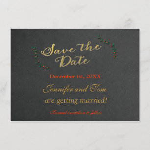 Christmas Chalkboard Holly Invitation Save date