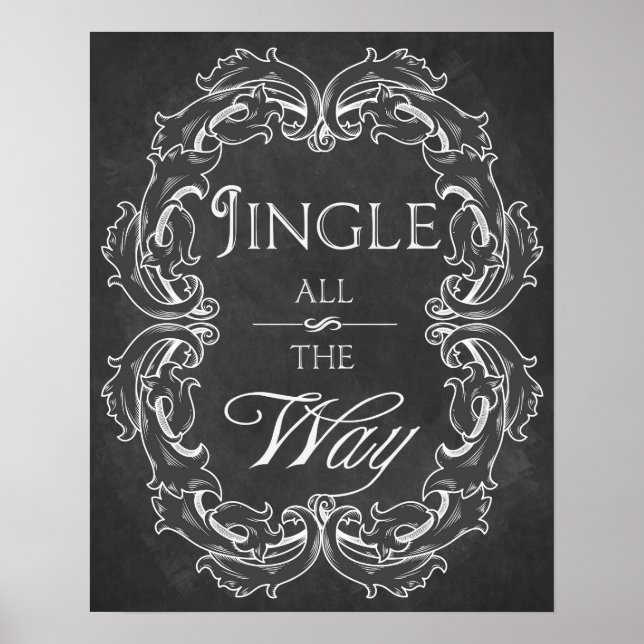 Christmas chalkboard Jingle all the Way print (Front)