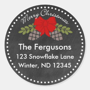 Christmas Chalkboard Pine Cones Address Label