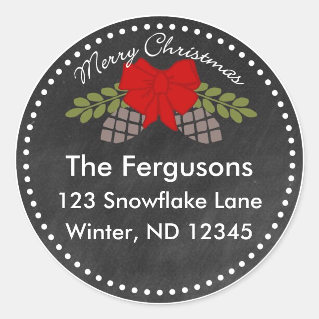 Christmas Chalkboard Pine Cones Address Label (Front)
