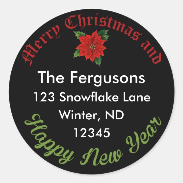 Christmas Chalkboard Poinsettia Address Label (Front)
