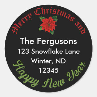 Christmas Chalkboard Poinsettia Address Label