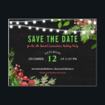 Christmas Chalkboard Save The Date Holly Leaves Announcement Postcard<br><div class="desc">Christmas Chalkboard Save The Date Holly Leaves</div>