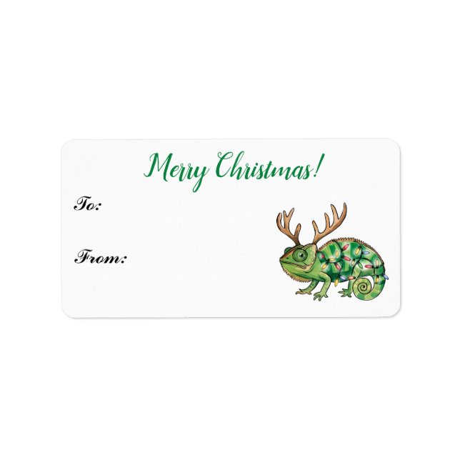 Christmas Chameleon Lizard Gift Tag (Front)