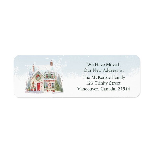 Christmas Change Address New Home Label (Front)