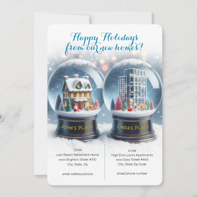 Christmas Change of Addresses Snow Globes Card (Front)