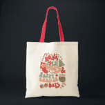Christmas Chanukah hanukkah Groovy Vibes Tote Bag<br><div class="desc">It's a holiday mash up with this cute Holly Jolly Vibes & Happy Challah Days funny reusable gift bag. Funky colours of reds, pinks and greens with Christmas and Chanukah or Hanukkah icons, menorah, dreidel, christmas tree, stocking, lights, jewish star of David, and candy cane. Great gift bag for tenants,...</div>