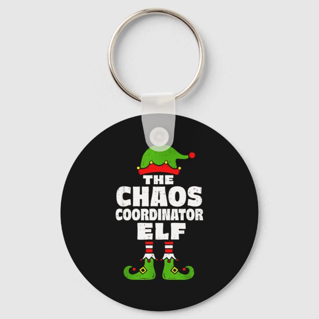 Christmas Chaos Coordinator Elf Funny Xmas Holiday Keychain (Front)