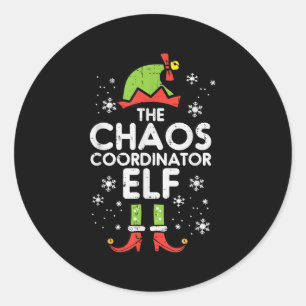 Christmas Chaos Coordinator Elf Xmas Family Match  Classic Round Sticker