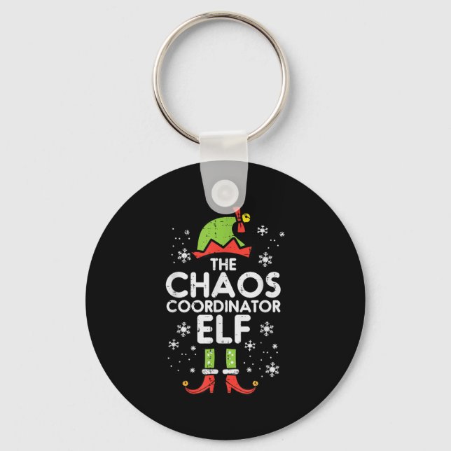 Christmas Chaos Coordinator Elf Xmas Family Match  Keychain (Front)