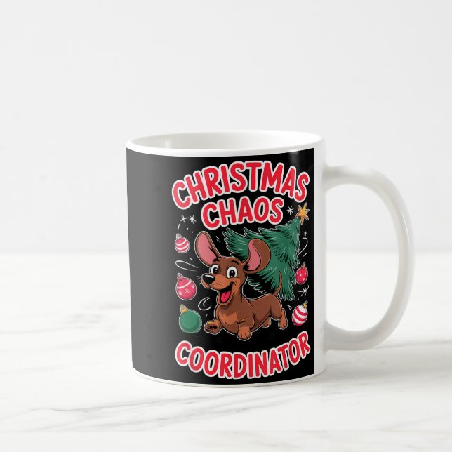 Christmas Chaos Coordinator Xmas Puppy Funny Dachs Coffee Mug (Right)