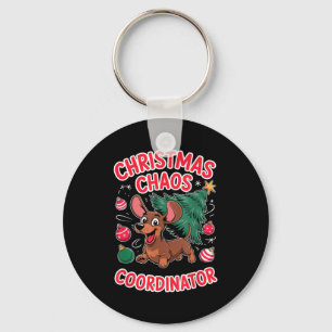 Christmas Chaos Coordinator Xmas Puppy Funny Dachs Keychain