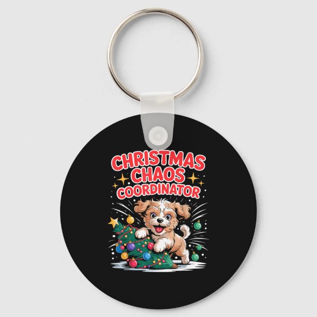 Christmas Chaos Coordinator Xmas Puppy Funny Shi-o Keychain (Front)