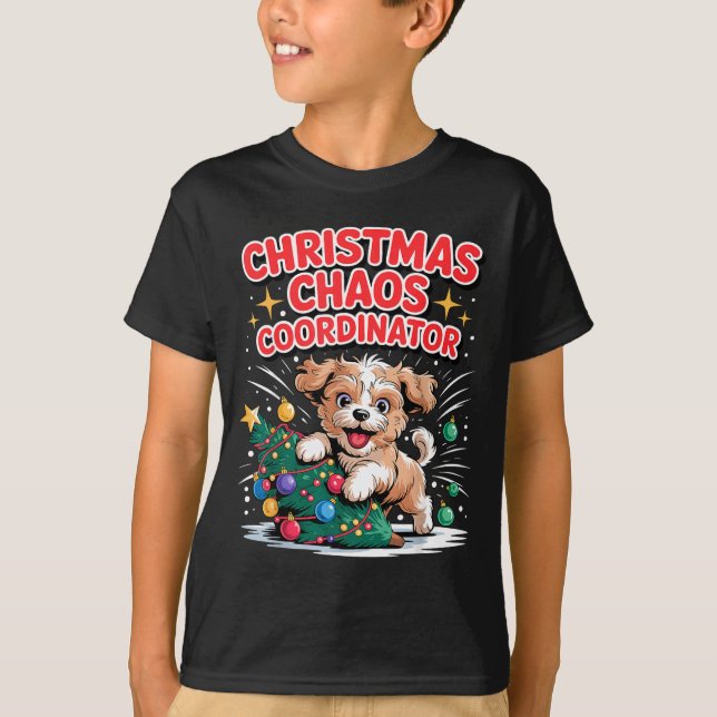 Christmas Chaos Coordinator Xmas Puppy Funny Shi-o T-Shirt (Front)