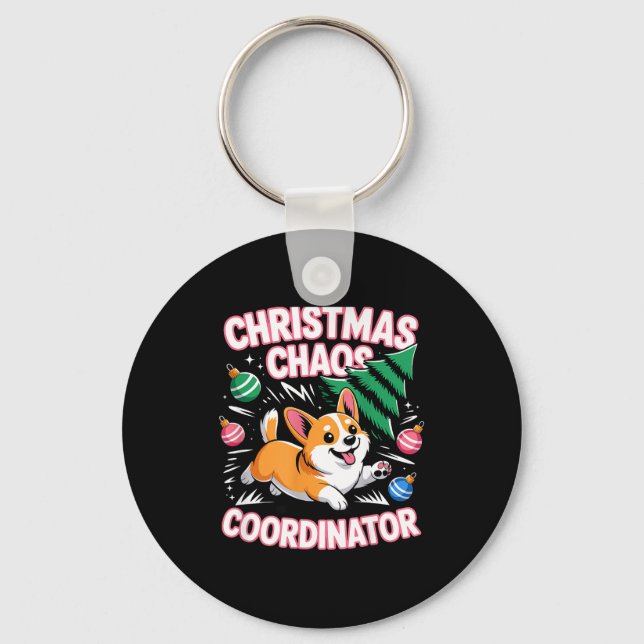 Christmas Chaos Coordinator Xmas Puppy Funny Welsh Keychain (Front)