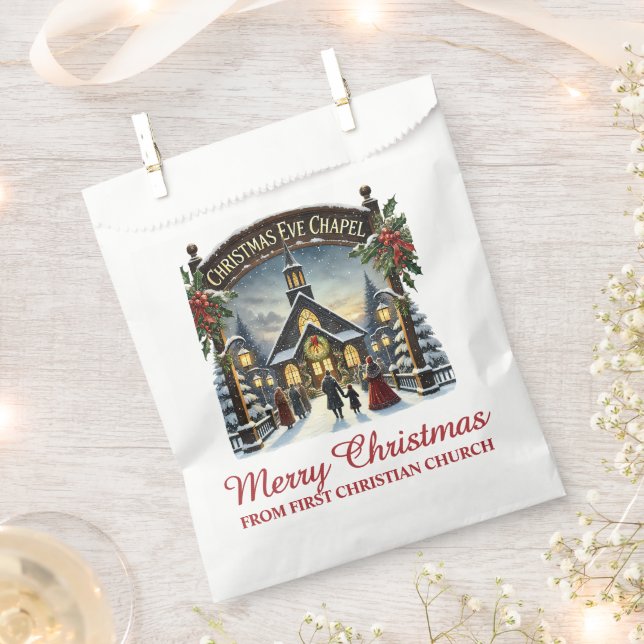 Christmas Chapel Merry Christmas Favour Bag (Clipped)