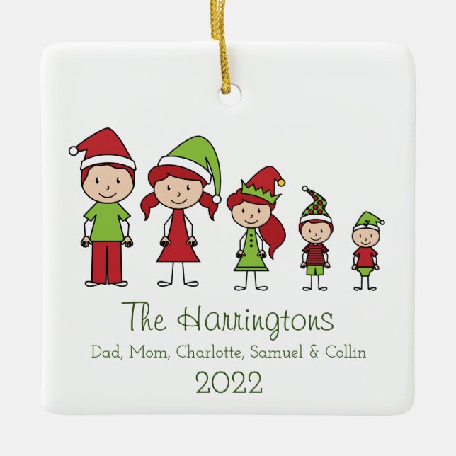 Christmas Character Cute Family Personalized  Ceramic Ornament (Front)