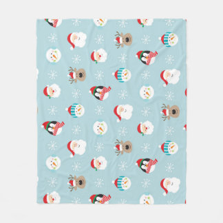 Christmas Character Heads: Festive Wrap Fleece Blanket