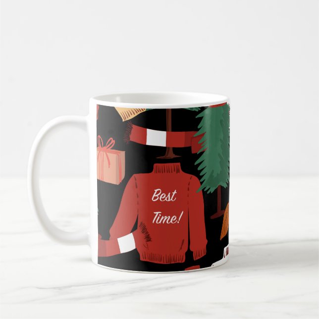 Christmas Charm: Festive Pattern Play. Coffee Mug (Left)