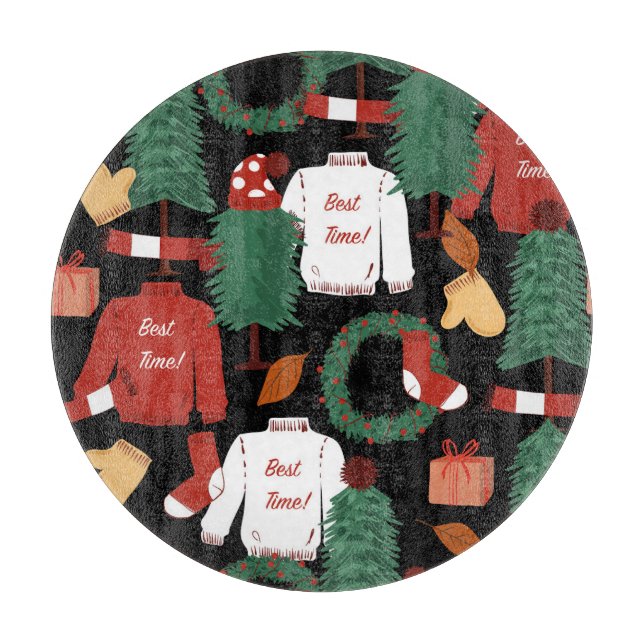 Christmas Charm: Festive Pattern Play. Cutting Board (Front)
