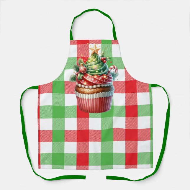 Christmas Check Cupcake Apron (Front)
