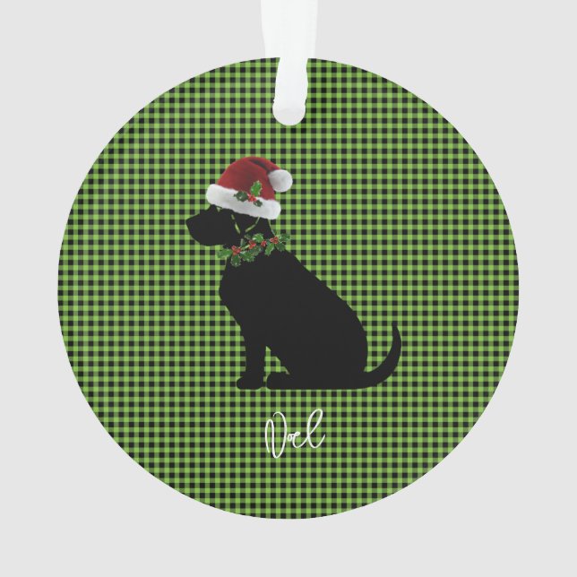 Christmas Check Green Black Lab Nom du Motif Fun (dos)