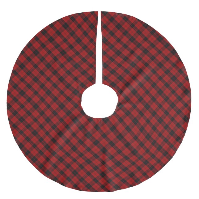 Christmas checkered pattern Red Buffalo Plaid Brushed Polyester Tree Skirt (Front)
