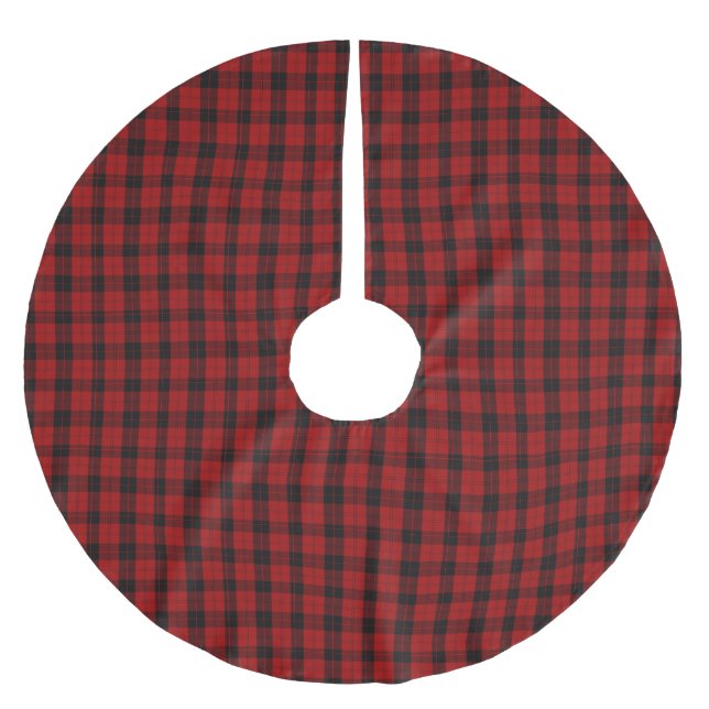 Christmas checkered pattern Red Buffalo Plaid Brushed Polyester Tree Skirt (Front)