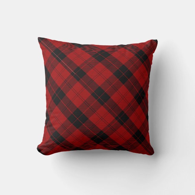 Christmas checkered pattern Red Buffalo Plaid Throw Pillow (Front)