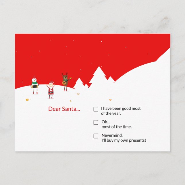 Christmas Checklist tMaple Leaf Canada EDITABLE Postcard (Front)