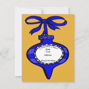 Christmas Cheer Blue Ornament Invitation Card
