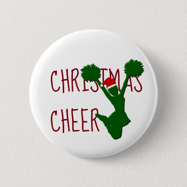 Christmas Cheer Cheerleader Holiday Spirit 2 Inch Round Button (Front)