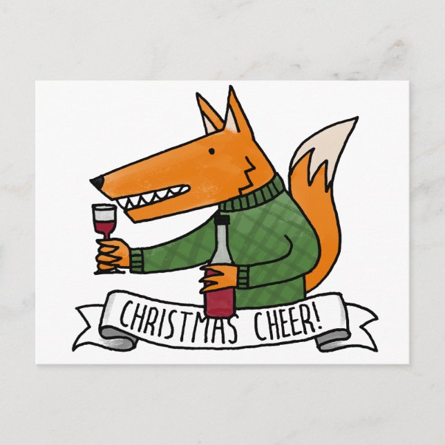Christmas Cheer Fox Holiday Postcard (Front)