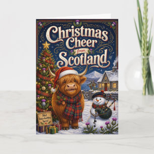 Christmas Cheer From Scotland Highland Cow Card