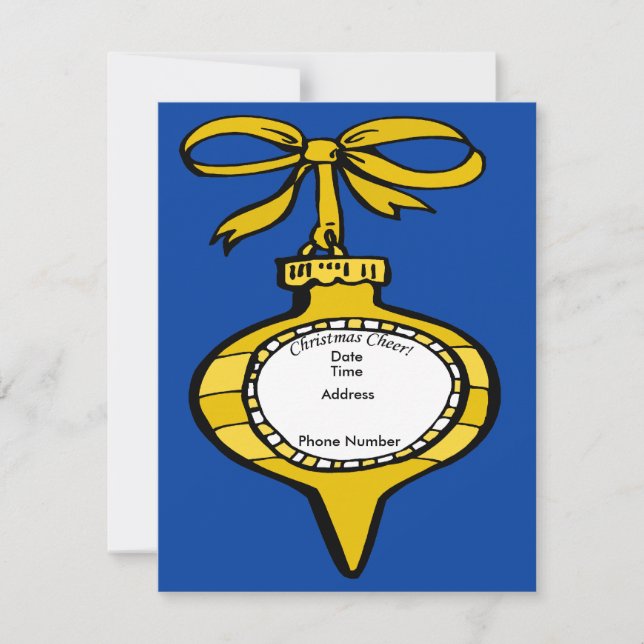 Christmas Cheer Gold Ornament Invitation Card (Front)