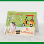 Christmas Cheer Golf Beach Palm Tree Holiday Card<br><div class="desc">Doesn't this tell a great story -- you are living in a wonderful location where you can choose between a day at the beach or one at the golf course -- among many other delightful pursuits. Enjoy life and this fun holiday card. It is cheerful and a unique way to...</div>