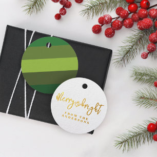 Christmas Cheer Green Stripes Holiday Favour Tags
