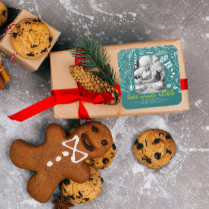 Christmas Cheer Holiday Baking Green Photo Square Sticker