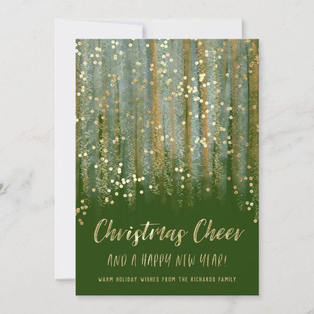Christmas Cheer Painted Brush Strokes and Confetti Holiday Card (Front)